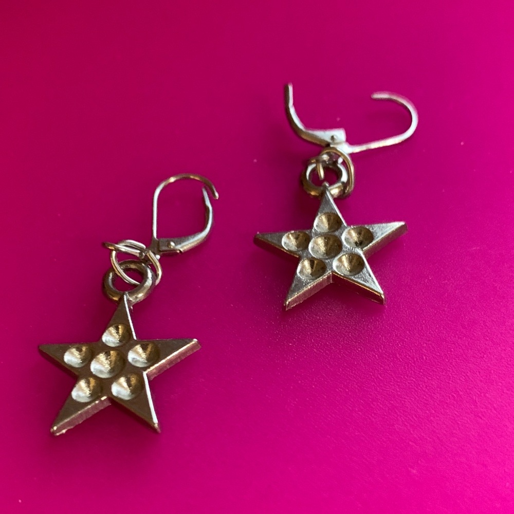 Elegant Silver Star Drop Earrings